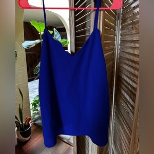 Blue tank top with scalloped neckline
